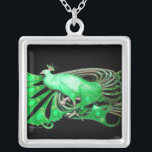ELEGANT PEACOCK IN GROEN EN ZWART ZILVER VERGULDEN KETTING<br><div class="desc">Kleurrijk en stijlvol design met heldere 3D-edelstenen Digitaal grafisch ontwerp door Bulgan Lumini. Deel van het nieuwe collectie ARCADIA .</div>