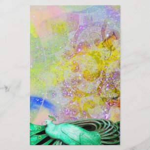 ELEGANT PEACOCK IN HET GROENE PAARSE SPARKELLOW BRIEFPAPIER