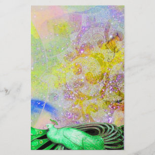 ELEGANT PEACOCK IN HET GROENE PAARSE SPARKELLOW BRIEFPAPIER