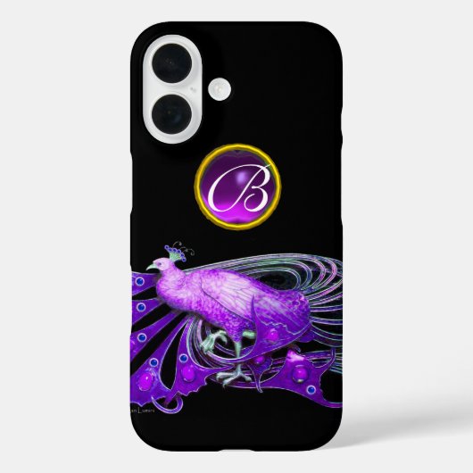 ELEGANT PEACOCK IN PAARS, AMETHYST MONOGRAM Case-Mate iPhone CASE (Achterkant)