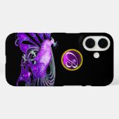ELEGANT PEACOCK IN PAARS, AMETHYST MONOGRAM Case-Mate iPhone CASE (Achterkant (horizontaal))
