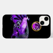 ELEGANT PEACOCK IN PAARS, AMETHYST MONOGRAM Case-Mate iPhone CASE (Achterkant (horizontaal))
