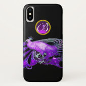 ELEGANT PEACOCK IN PAARS, AMETHYST MONOGRAM Case-Mate iPhone CASE (Achterkant)