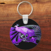 ELEGANT PEACOCK IN PAARS EN ZWART SLEUTELHANGER (Achterkant)