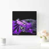 ELEGANT PEACOCK IN PAARS EN ZWART VIERKANTE KLOK (Huis)