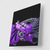 ELEGANT PEACOCK IN PAARS EN ZWART VIERKANTE KLOK (Hoek)