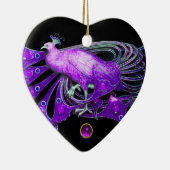 ELEGANT PEACOCK IN PAARSE AMETHYST HEART KERAMISCH ORNAMENT (Rechts)