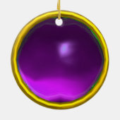 ELEGANT PEACOCK IN PAARSE AMETHYST KERAMISCH ORNAMENT (Achterkant)