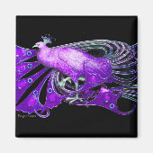 ELEGANT PEACOCK IN PAARSE VIOLET, ZWART MAGNEET (Voorkant)