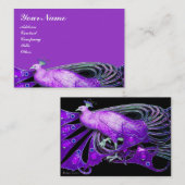 ELEGANT PEACOCK IN PAARSE VIOLET, ZWART VISITEKAARTJE (Voorkant / Achterkant)