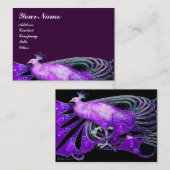 ELEGANT PEACOCK IN PAARSE VIOLET, ZWART VISITEKAARTJE (Voorkant / Achterkant)