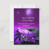 ELEGANT PEACOCK IN PAARSE, ZWARTE WEDDING RSVP (Achterkant)
