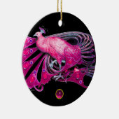 ELEGANT PEACOCK IN PINK, FUCHSIA AMETHYST KERAMISCH ORNAMENT (Rechts)
