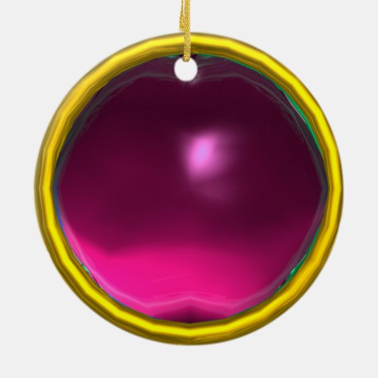 ELEGANT PEACOCK IN PINK, FUCHSIA AMETHYST KERAMISCH ORNAMENT (Achterkant)