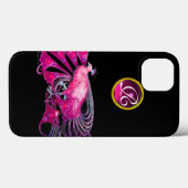 ELEGANT PEACOCK IN PINK FUCHSIA, AMETHYST MONOGRAM Case-Mate iPhone CASE (Achterkant (horizontaal))