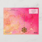 ELEGANT PEACOCK IN PINK FUCHSIA BLACK BRIEFKAART (Achterkant)