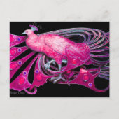ELEGANT PEACOCK IN PINK FUCHSIA BLACK BRIEFKAART (Voorkant)