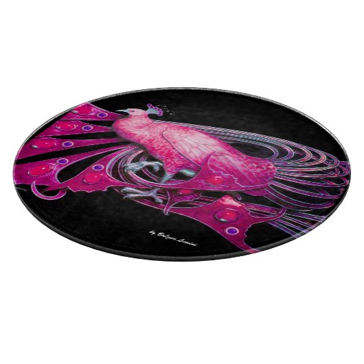 ELEGANT PEACOCK IN PINK FUCHSIA BLACK CAKE SNIJPLANK (Hoek)