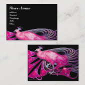 ELEGANT PEACOCK IN PINK FUCHSIA, BLACK VISITEKAARTJE (Voorkant / Achterkant)