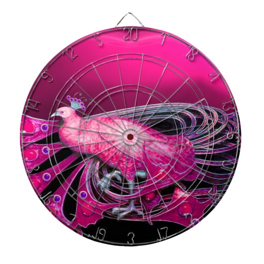ELEGANT PEACOCK IN PINK FUCHSIA DARTBORD (Voorkant)
