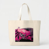ELEGANT PEACOCK IN PINK, FUCHSIA, ZWART GROTE TOTE BAG (Voorkant)