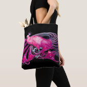 ELEGANT PEACOCK IN PINK, FUCHSIA, ZWART TOTE BAG (Dichtbij)