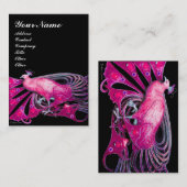 ELEGANT PEACOCK IN PINK, FUCHSIA, ZWART VISITEKAARTJE (Voorkant / Achterkant)