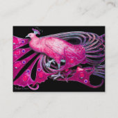 ELEGANT PEACOCK IN PINK, FUCHSIA, ZWART VISITEKAARTJE (Achterkant)