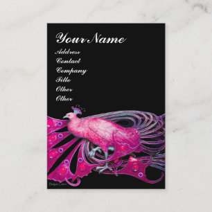 ELEGANT PEACOCK IN PINK, FUCHSIA, ZWART VISITEKAARTJE