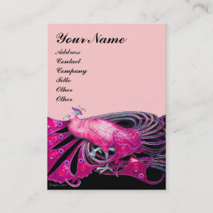 ELEGANT PEACOCK IN PINK, FUCHSIA, ZWART VISITEKAARTJE