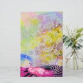 ELEGANT PEACOCK IN PINK, GEEL PAARS BRIEFPAPIER (Staand voorkant)