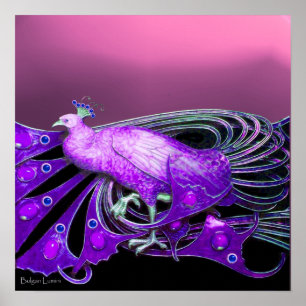 ELEGANT PEACOCK IN PINK PAARS POSTER