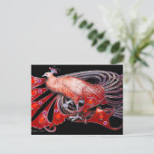 ELEGANT PEACOCK IN RED BLACK BRIEFKAART (Staand voorkant)