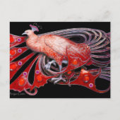 ELEGANT PEACOCK IN RED BLACK BRIEFKAART (Voorkant)