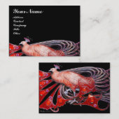 ELEGANT PEACOCK IN RED, BLACK VISITEKAARTJE (Voorkant / Achterkant)