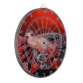 ELEGANT PEACOCK IN RED DARTBORD (Voorkant Links)