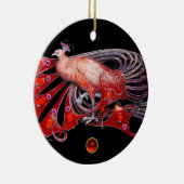 ELEGANT PEACOCK IN RED RUBY KERAMISCH ORNAMENT (Rechts)