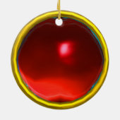 ELEGANT PEACOCK IN RED RUBY KERAMISCH ORNAMENT (Achterkant)