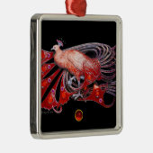 ELEGANT PEACOCK IN RED RUBY METALEN ORNAMENT (Rechts)
