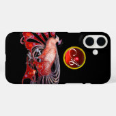 ELEGANT PEACOCK IN RED, RUBY MONOGRAM Case-Mate iPhone CASE (Achterkant (horizontaal))