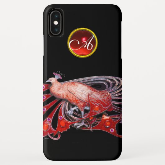 ELEGANT PEACOCK IN RED, RUBY MONOGRAM Case-Mate iPhone CASE (Achterkant)