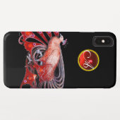 ELEGANT PEACOCK IN RED, RUBY MONOGRAM Case-Mate iPhone CASE (Achterkant (horizontaal))