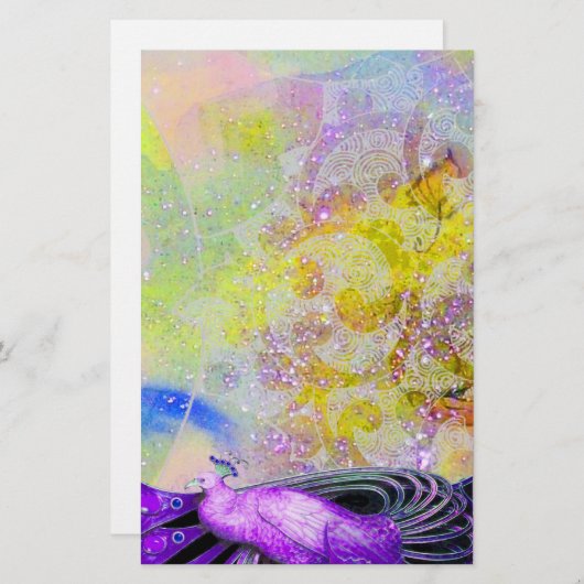 ELEGANT PEACOCK IN SPARKELLOW PAARS BRIEFPAPIER (Voorkant / Achterkant)