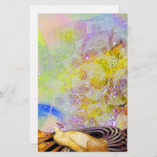 ELEGANT PEACOCK IN SPARKELLOW PAARS BRIEFPAPIER (Voorkant / Achterkant)