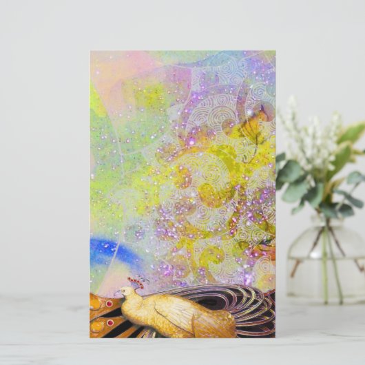 ELEGANT PEACOCK IN SPARKELLOW PAARS BRIEFPAPIER (Staand voorkant)