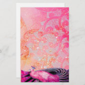 ELEGANT PEACOCK IN SPARKLINKFUCHSIA BRIEFPAPIER (Voorkant / Achterkant)