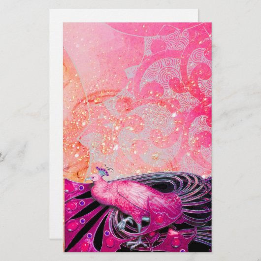 ELEGANT PEACOCK IN SPARKLINKFUCHSIA BRIEFPAPIER (Voorkant / Achterkant)