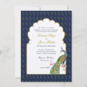Elegant Peacock Indian bruiloft Navy blue Kaart (Voorkant)