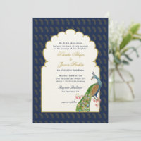 Elegant Peacock Indian bruiloft Navy blue