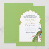 Elegant Peacock Indische bruiloft Mint Green Kaart (Voorkant / Achterkant)